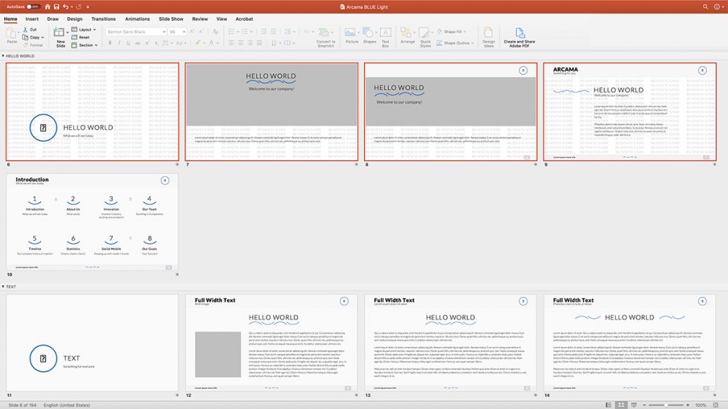 Open the Slide Sorter view in PowerPoint