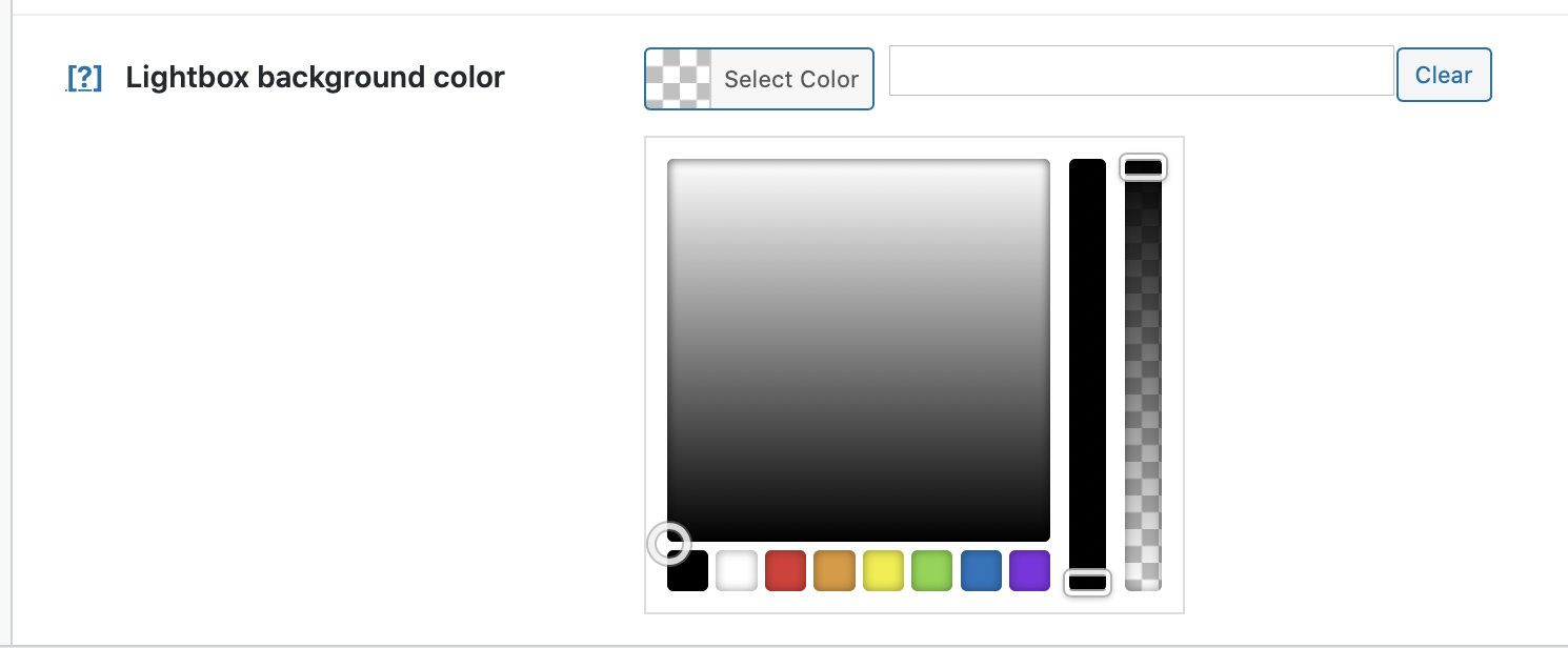 Background and opacity settings in Lightbox