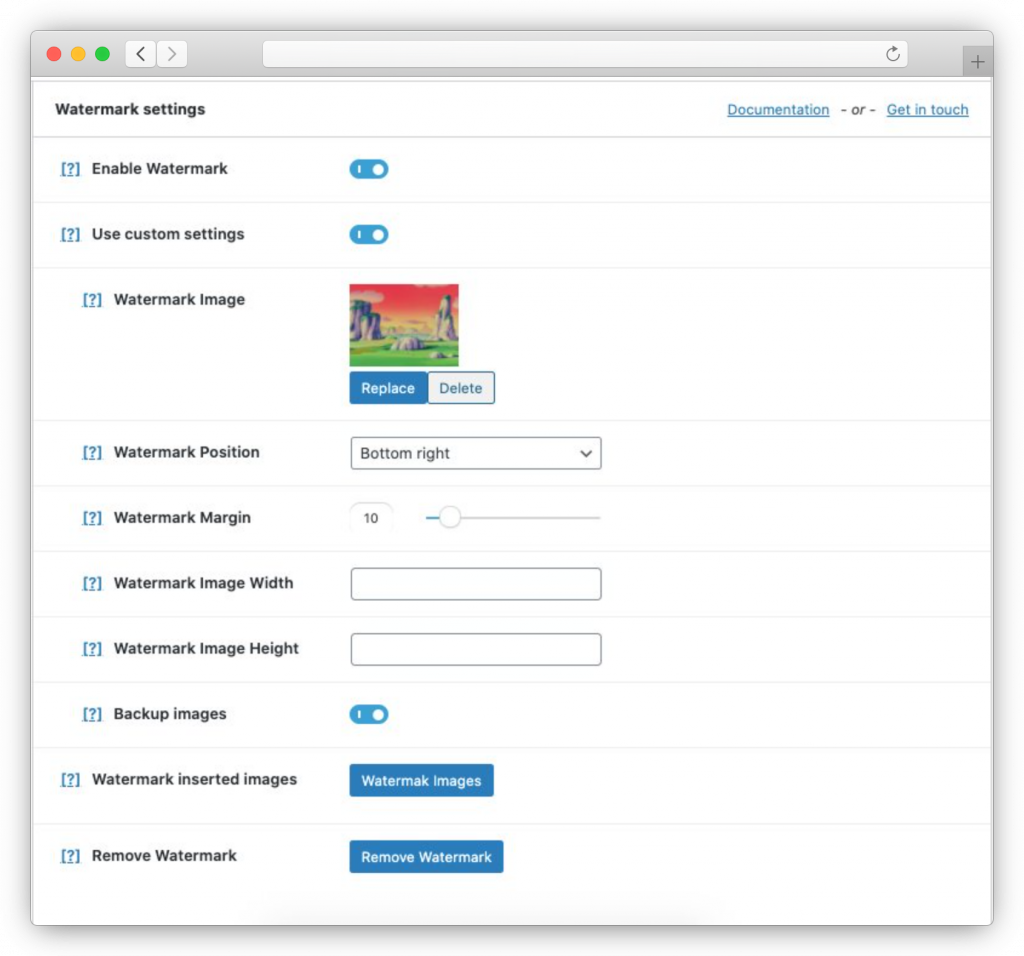 settings - remove watermark