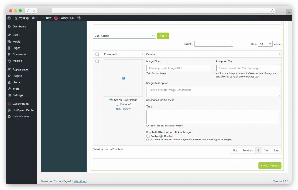 upload your images - WP gallery plugin