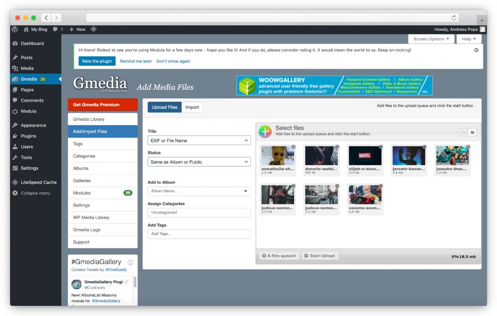 upload your images - WP gallery plugin