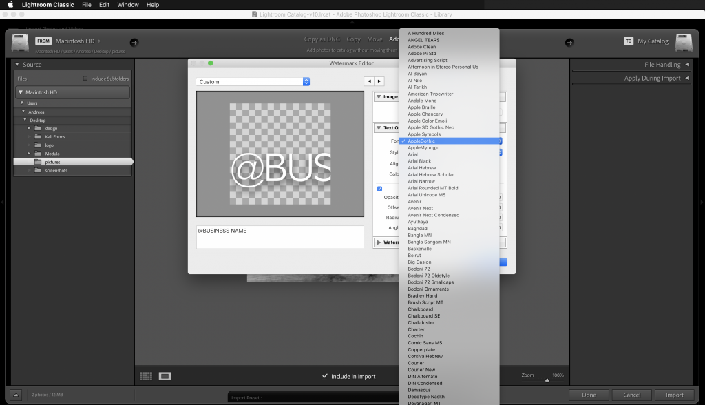 watermark in lightroom