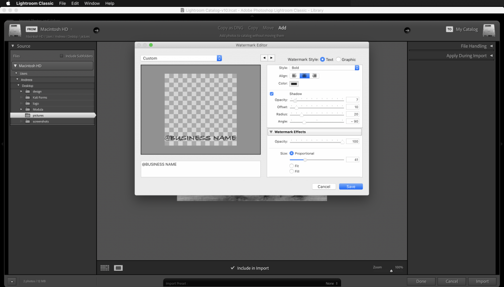 watermark in lightroom