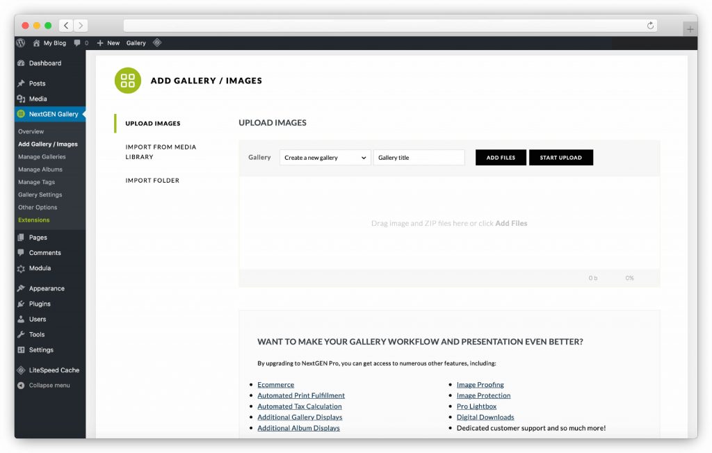 upload images to your gallery - WP gallery plugin