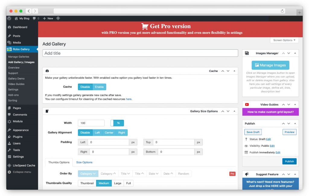 create your first gallery - WP gallery plugin
