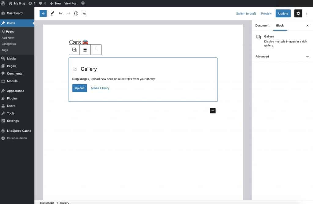 Create an image gallery in WordPress
