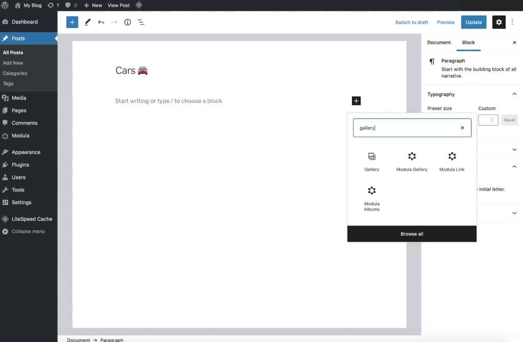 Create an image gallery in WordPress