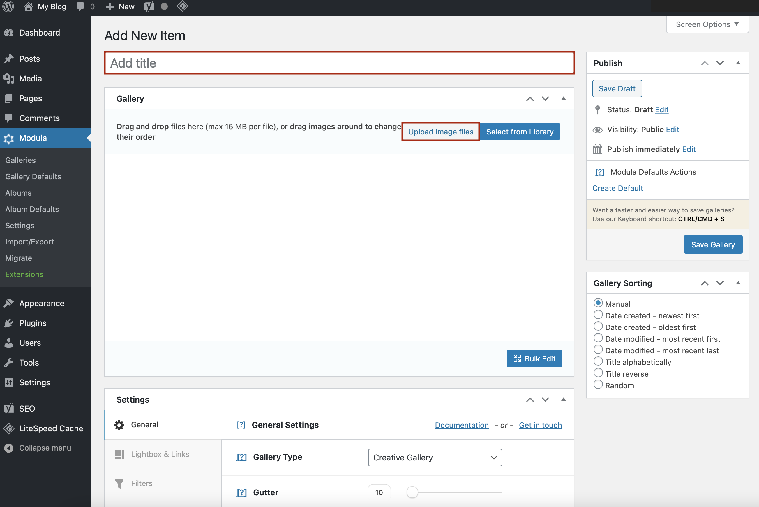 Add title and upload images