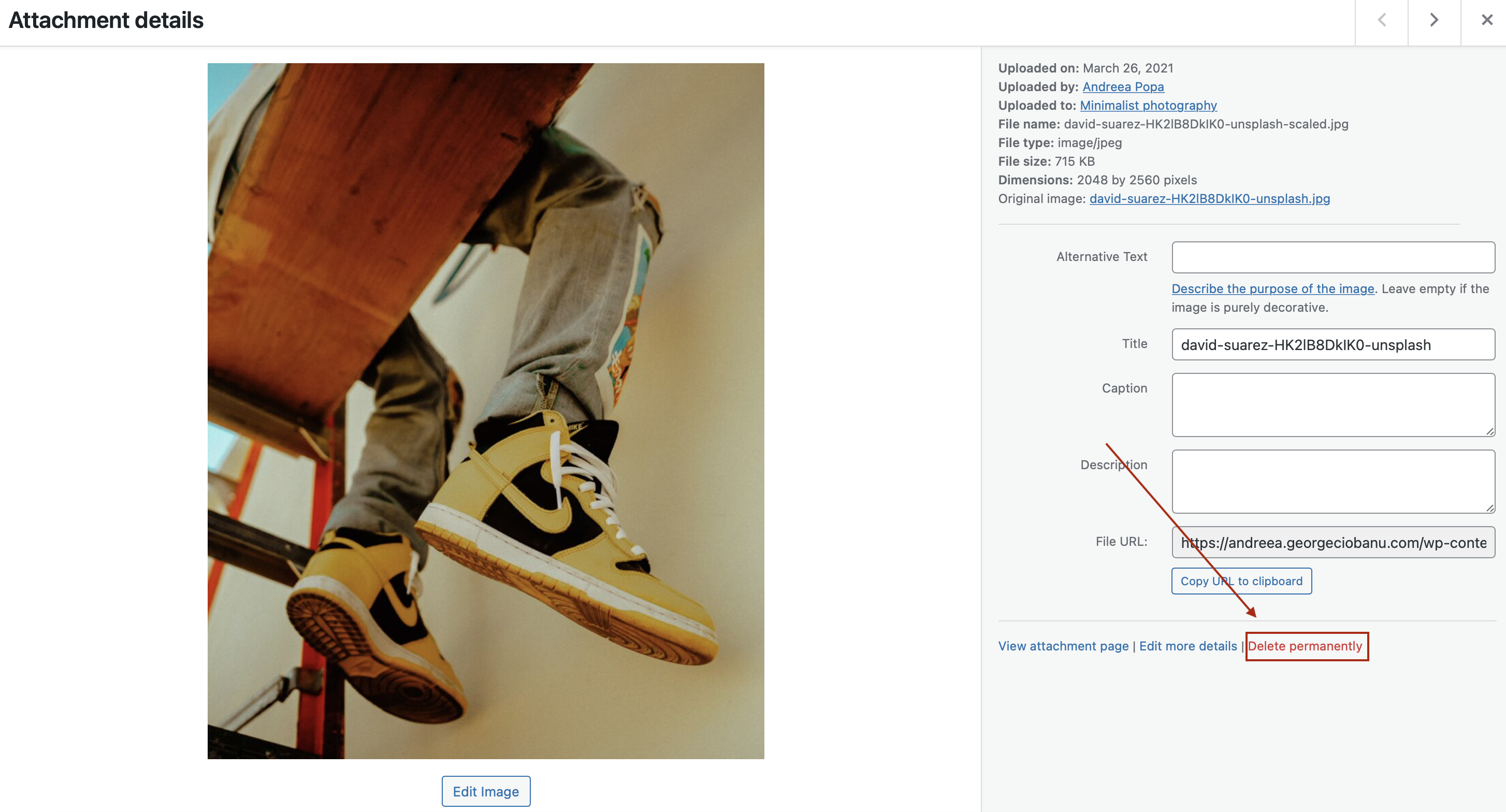 Delete your images from WordPress