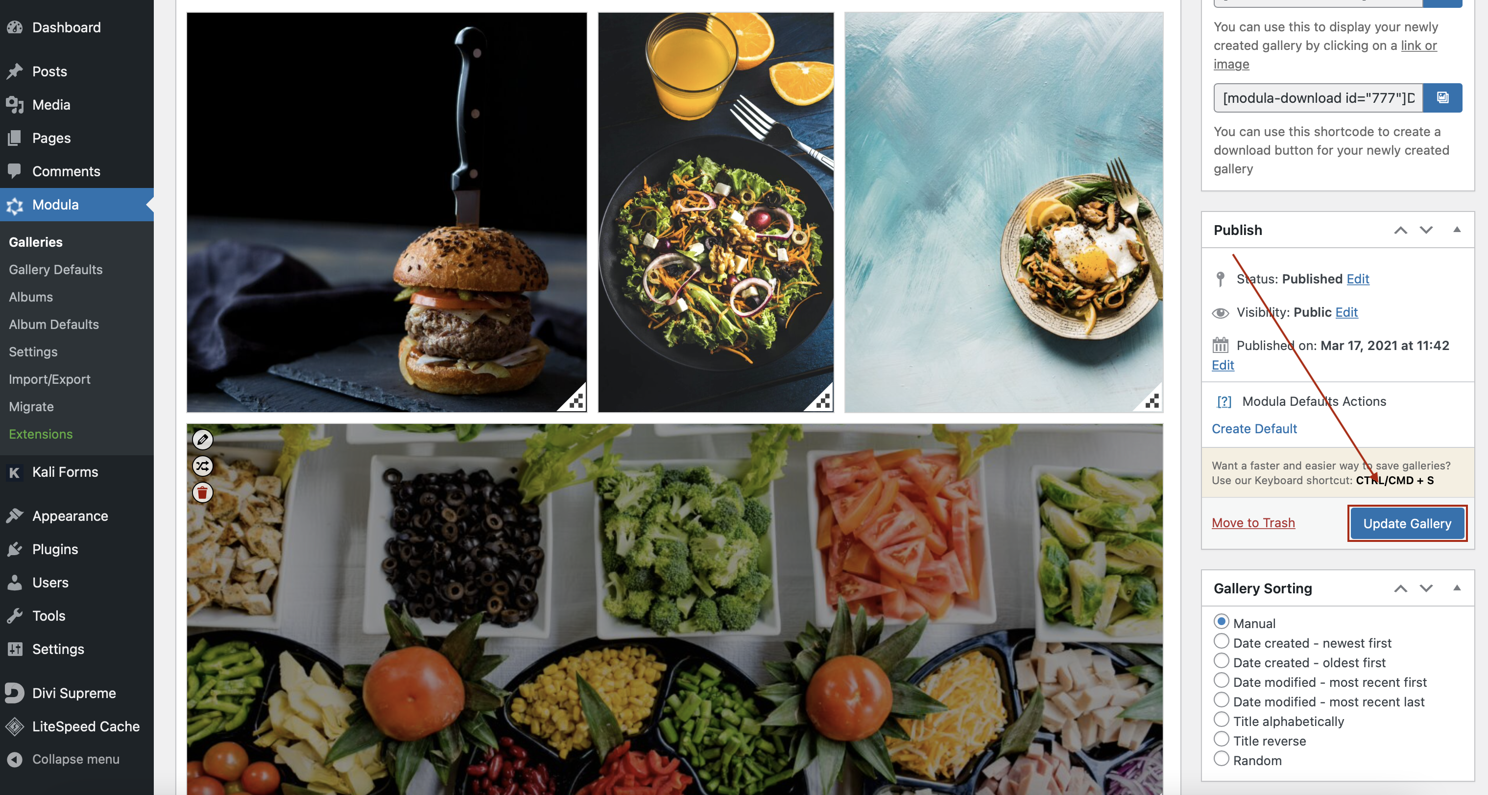 Delete images from WordPress gallery