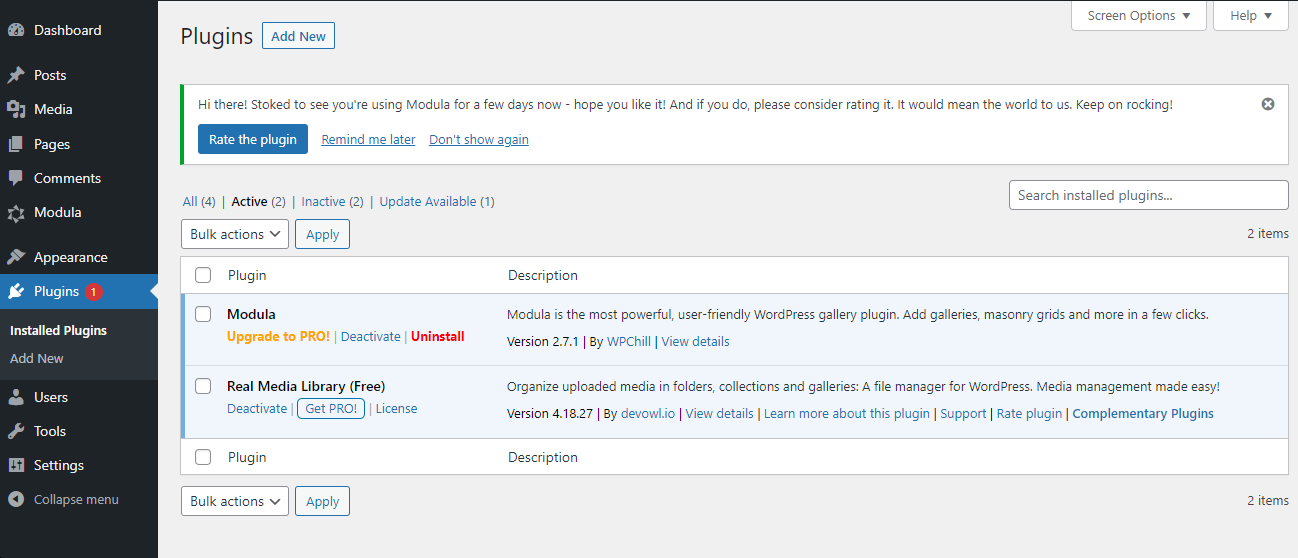 Check installed plugins