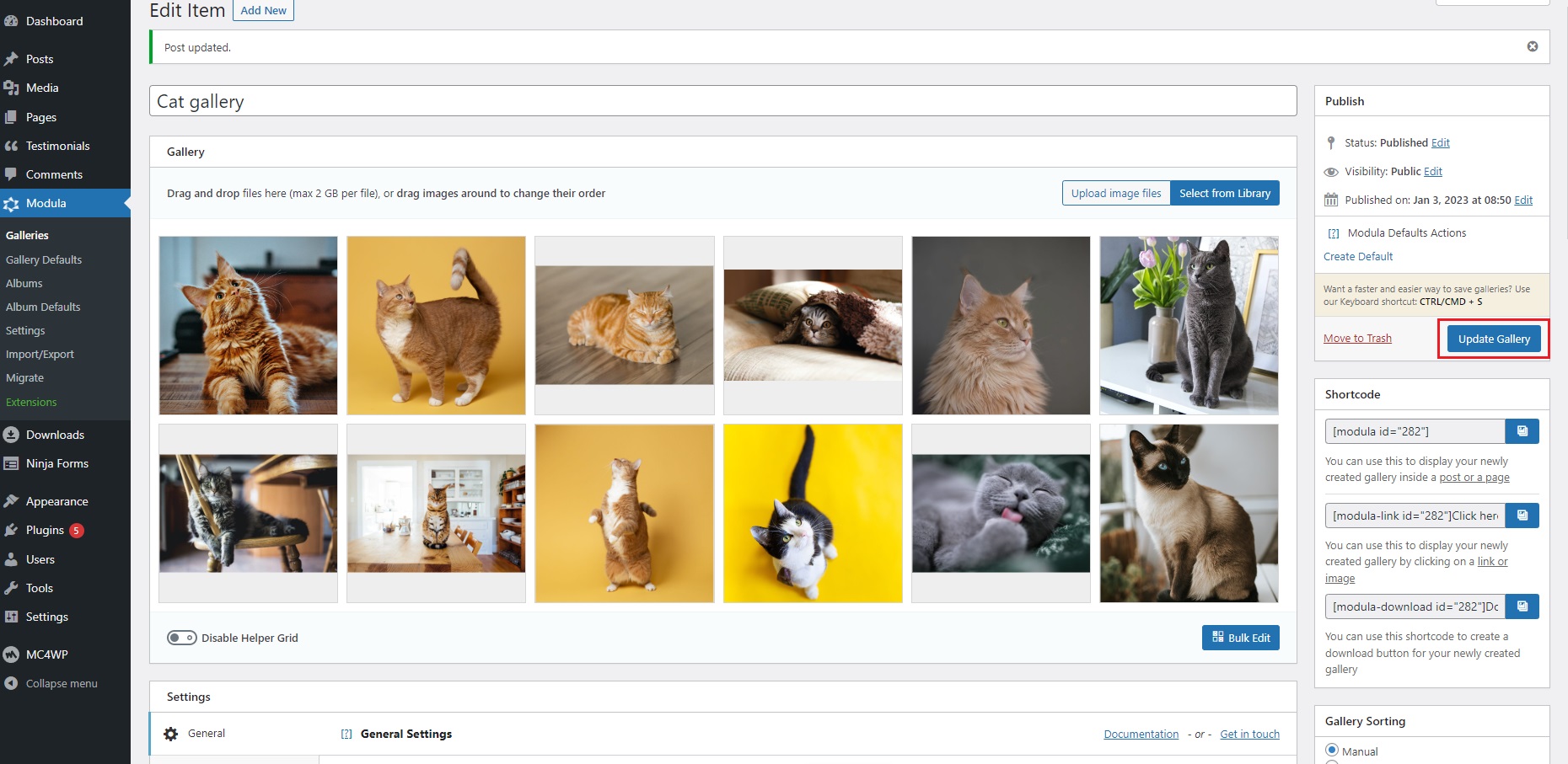 Save or update gallery