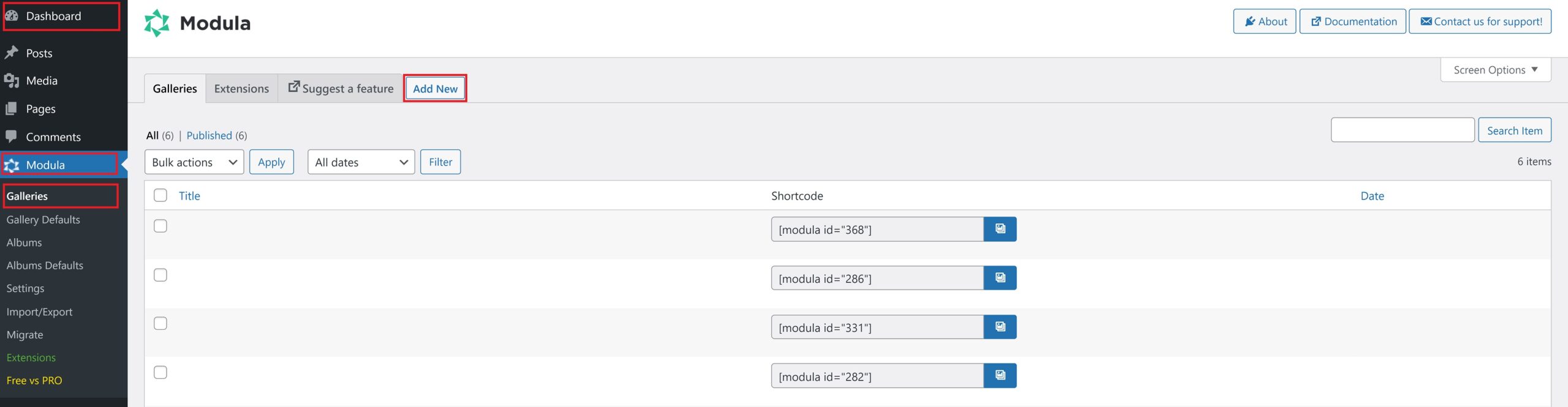 Create a new gallery