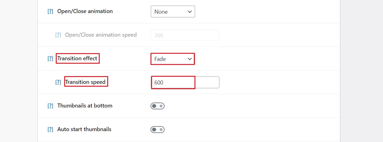 Scrolling transition effect