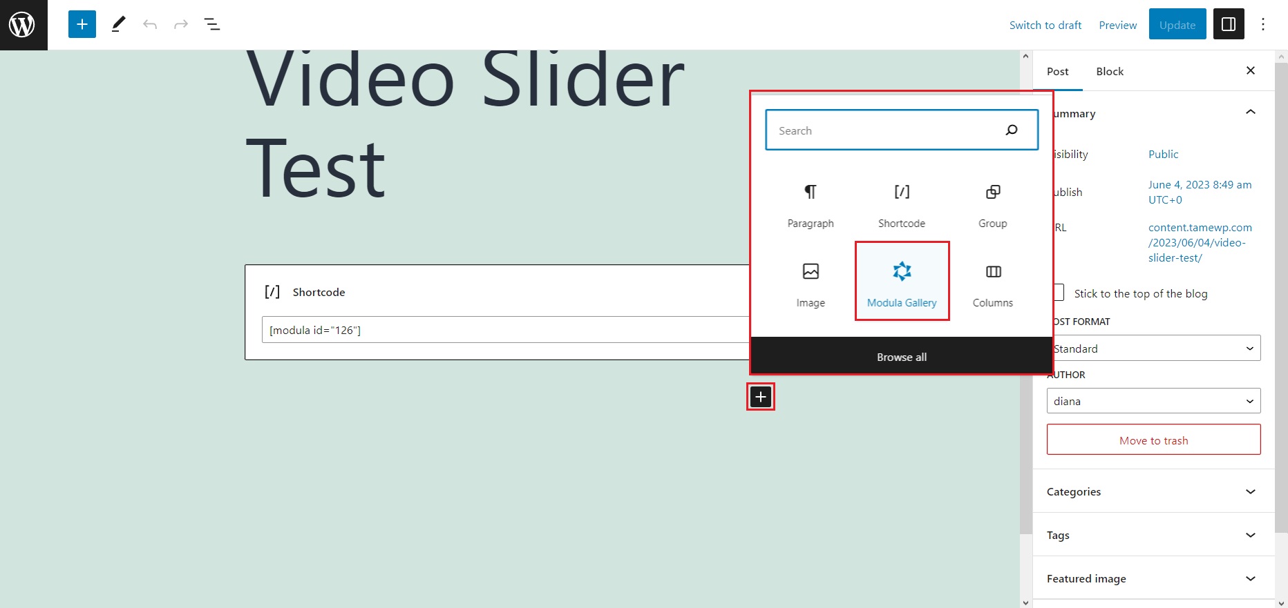 Modula gallery block