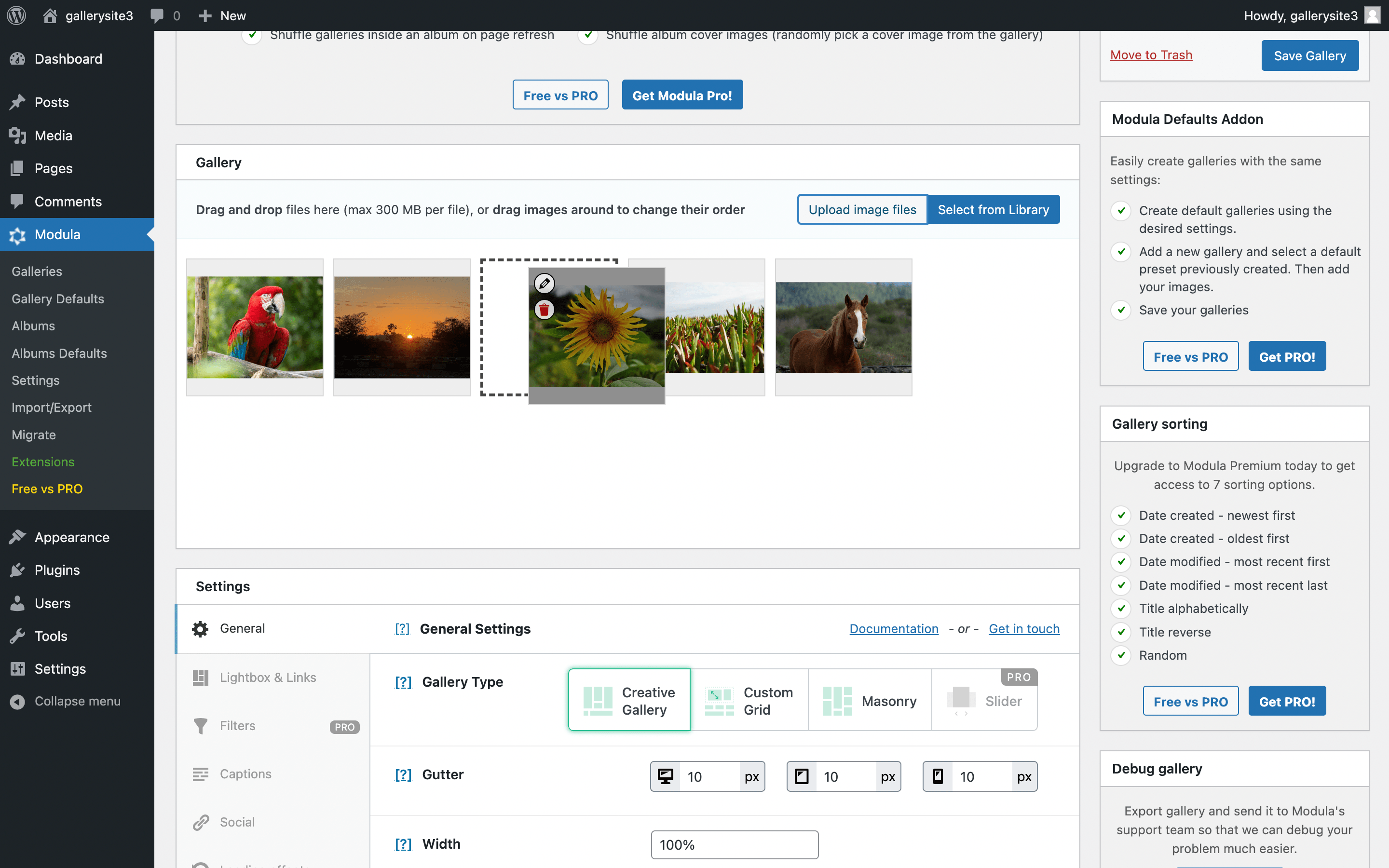 Modula reorder images