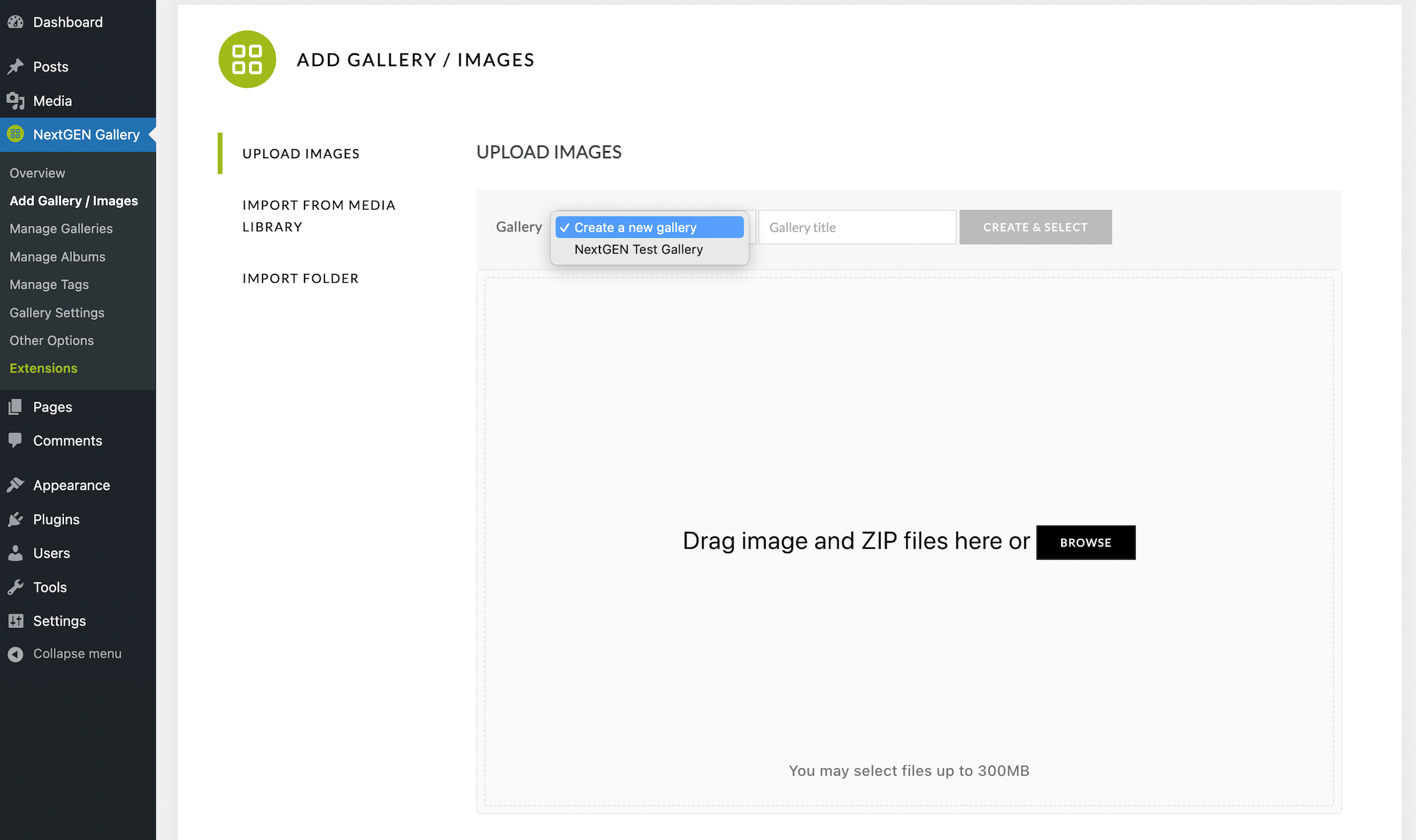 NextGEN select test gallery