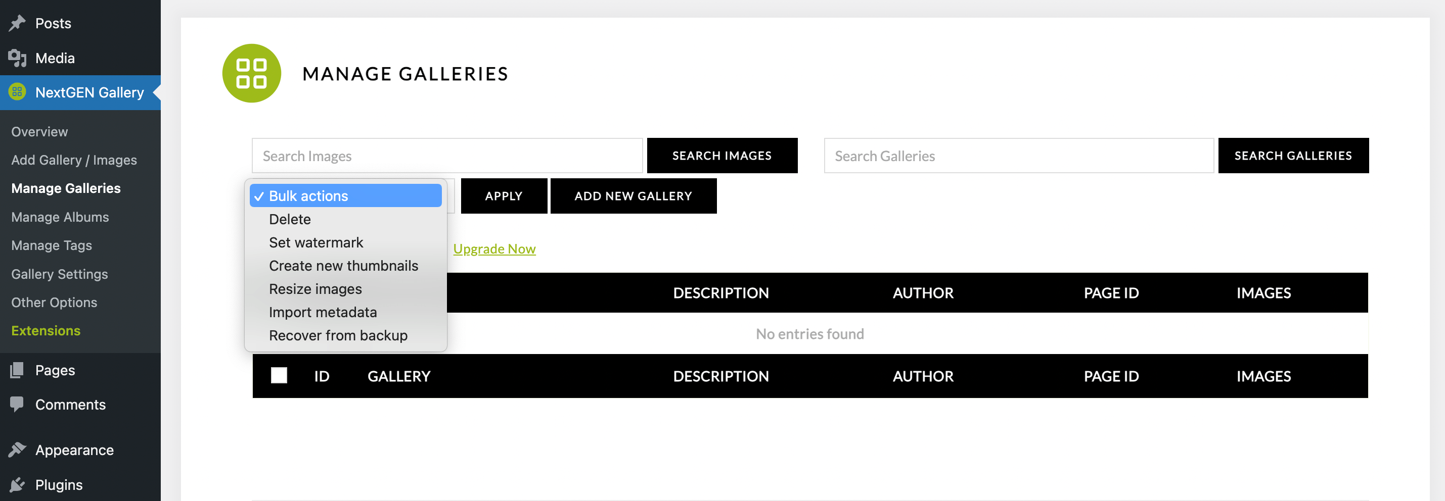 NextGEN bulk actions