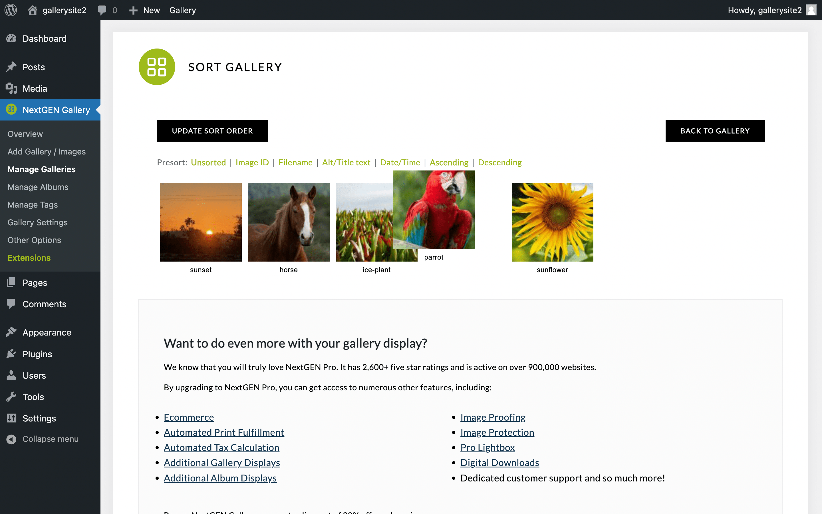 NextGEN sorting images