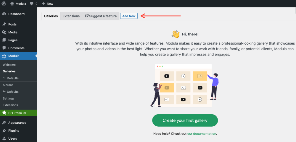 create modula's first gallery