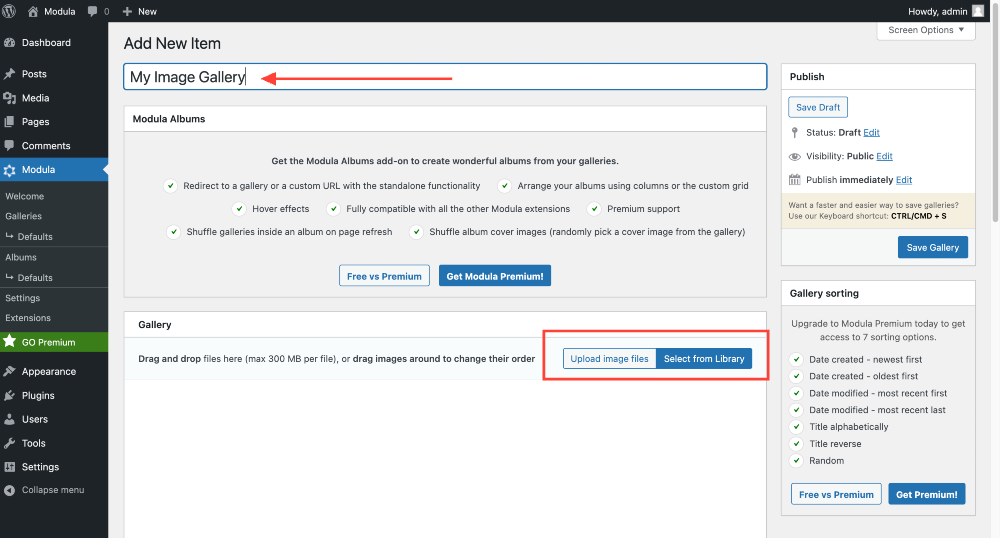 upload images in modula