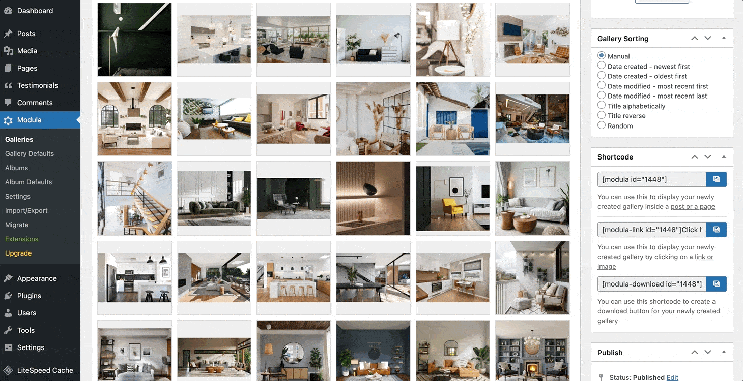 Arranging images in gallery using drag and drop functionality